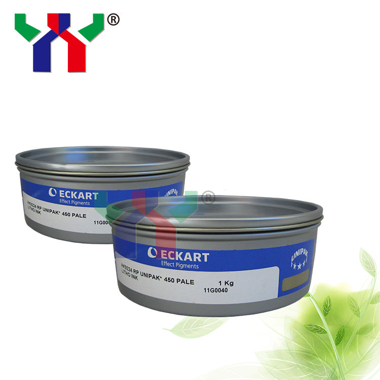 Золотая и серебряная УФ офсетная краска для синтетической бумаги и полиэтилена в упаковке 1 кг/банка